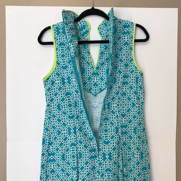 Eliza J Teal & Lime Geometric Pattern Shift Dress - Picture 5 of 8